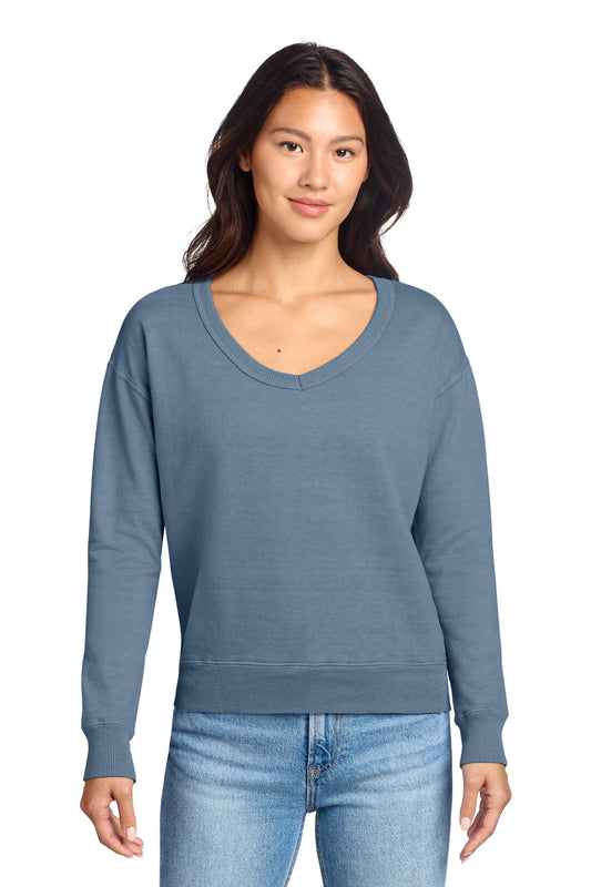 Port & Co Women's Beach Wash ® Garment-Dyed V-Neck Sweatshirt LPC098V