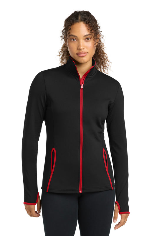 Sport-Tek® Women's Sport-Wick® Stretch Contrast Full-Zip Jacket. LST853
