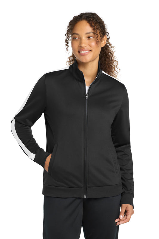 Sport-Tek ® Ladies Tricot Sleeve Stripe Track Jacket. LST94