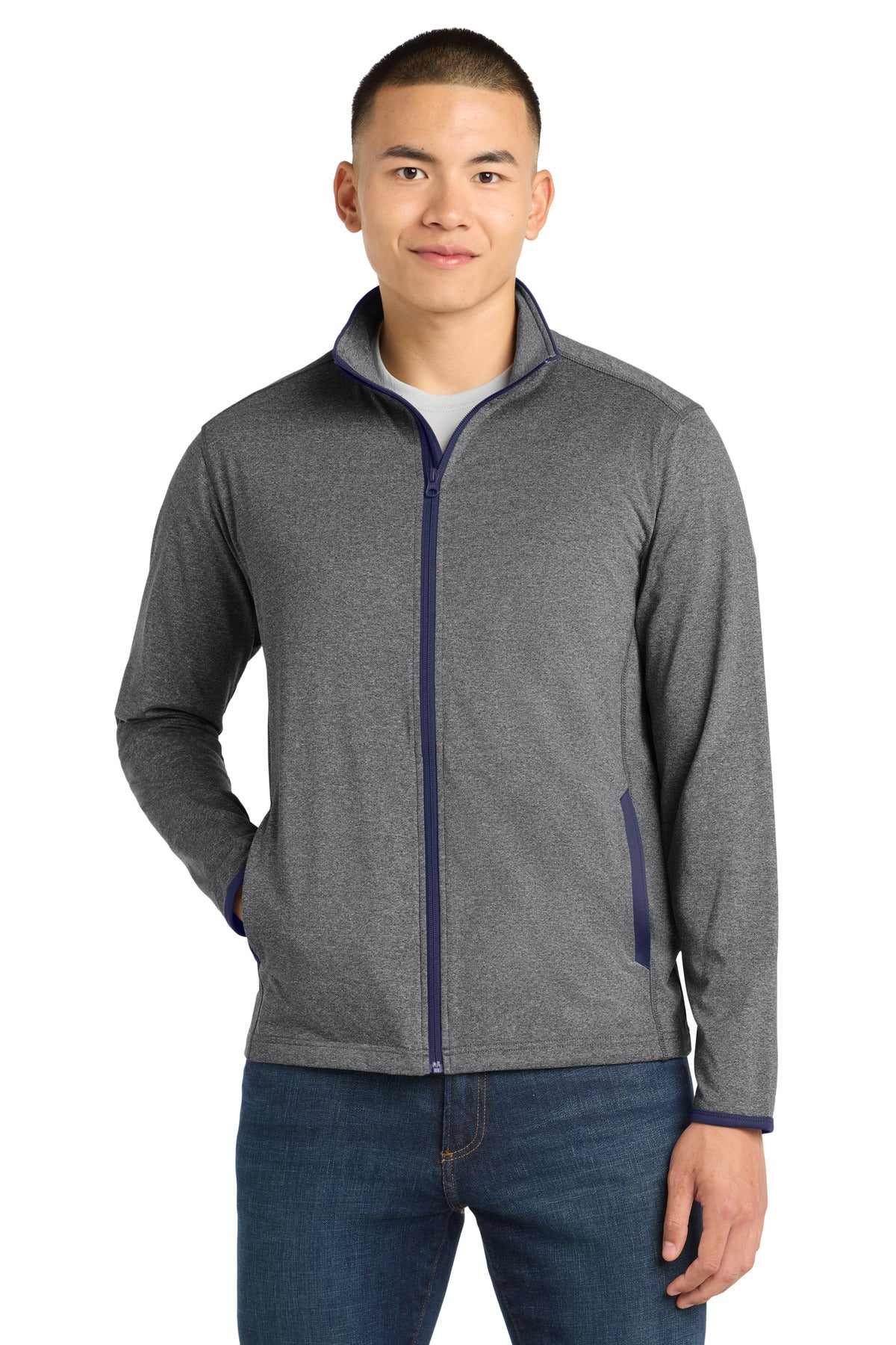 Sport-Tek® Sport-Wick® Stretch Contrast Full-Zip Jacket. ST853