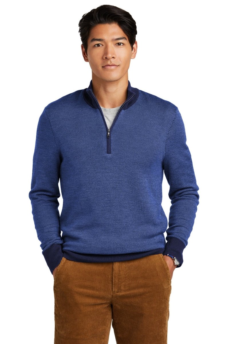 Brooks Brothers‚ Washable Merino Birdseye 1/4-Zip Sweater BB18412 - uslegacypromotions