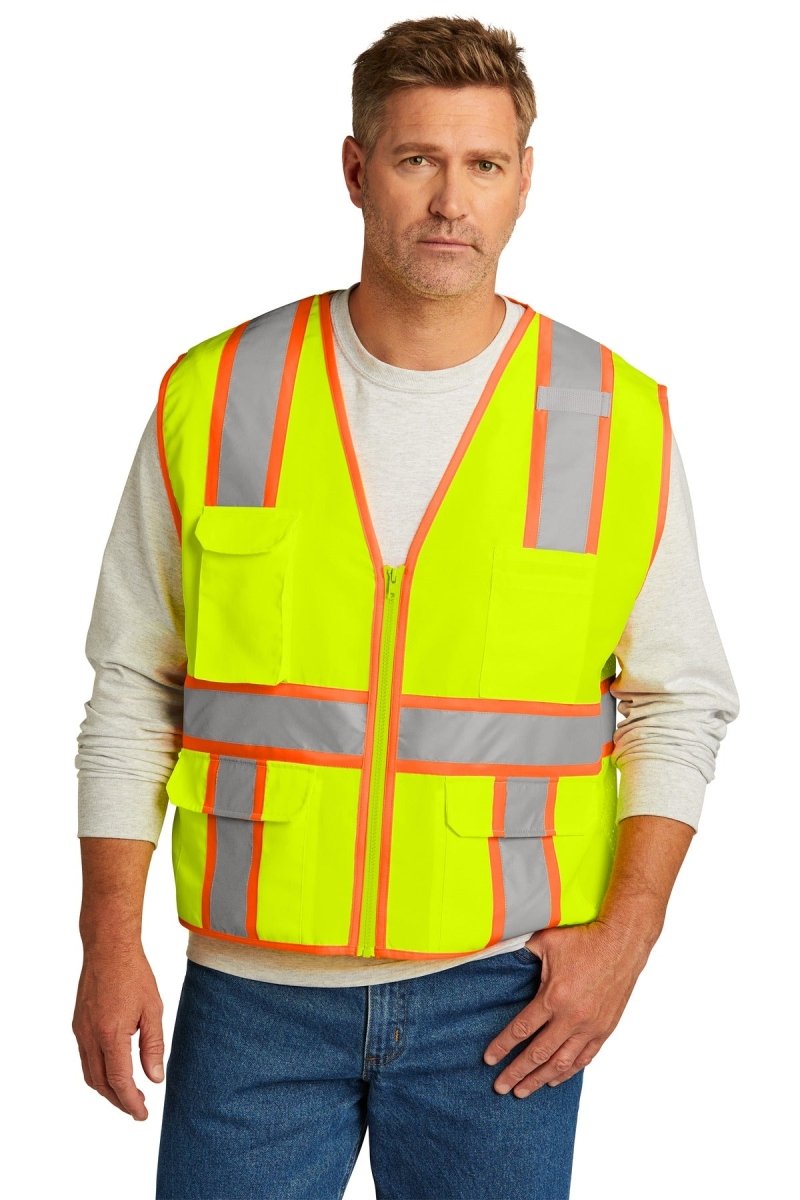 CornerStone ® ANSI 107 Class 2 Surveyor Zippered Two-Tone Vest. CSV105 - uslegacypromotions