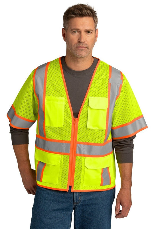 CornerStone ® ANSI 107 Class 3 Surveyor Mesh Zippered Two-Tone Short Sleeve Vest. CSV106 - uslegacypromotions