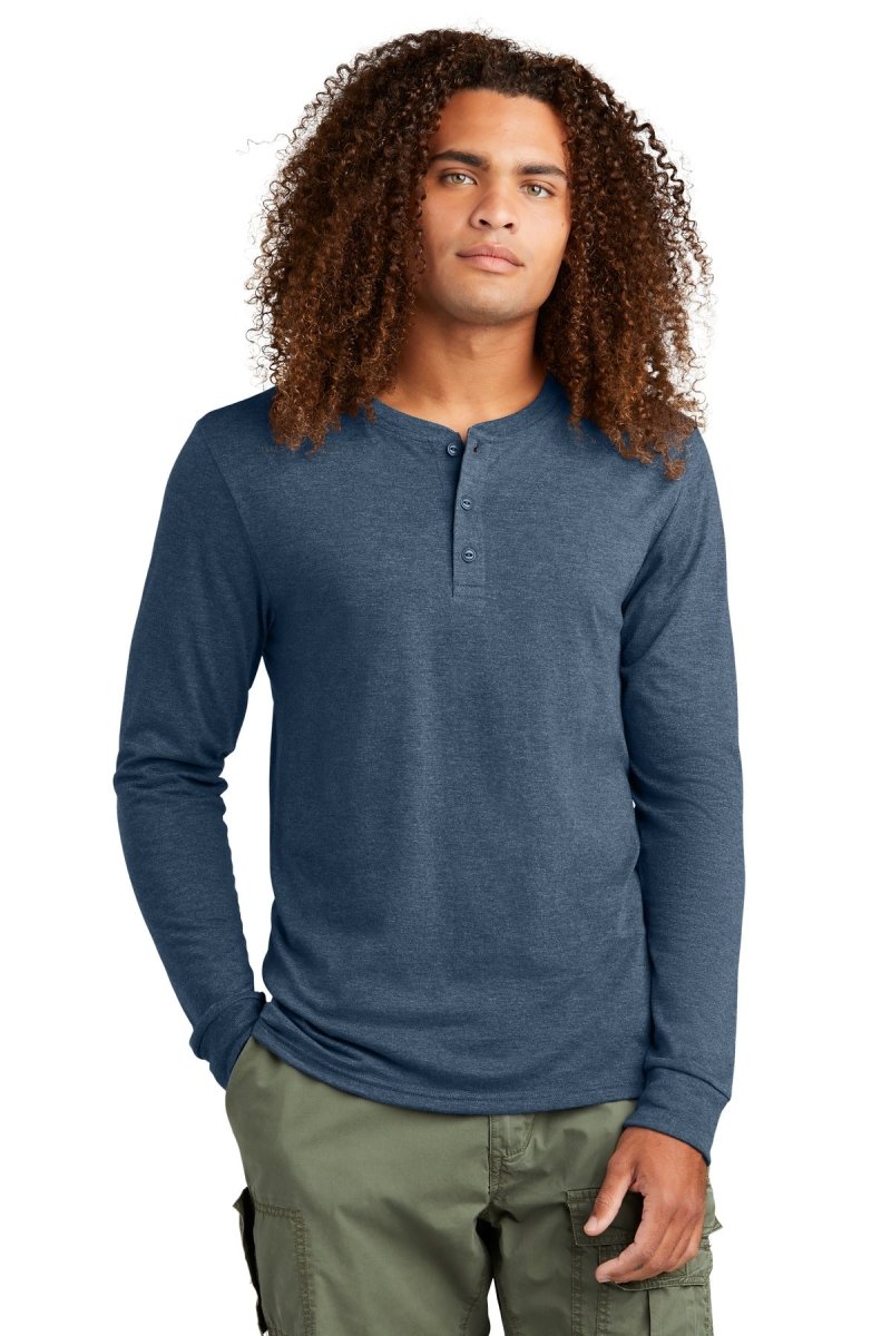 District® Perfect Tri® Long Sleeve Henley DT145 - uslegacypromotions