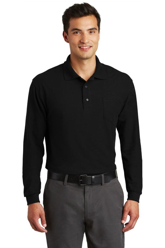 Port Authority® Long Sleeve Silk Touch™ Polo with Pocket. K500LSP - uslegacypromotions