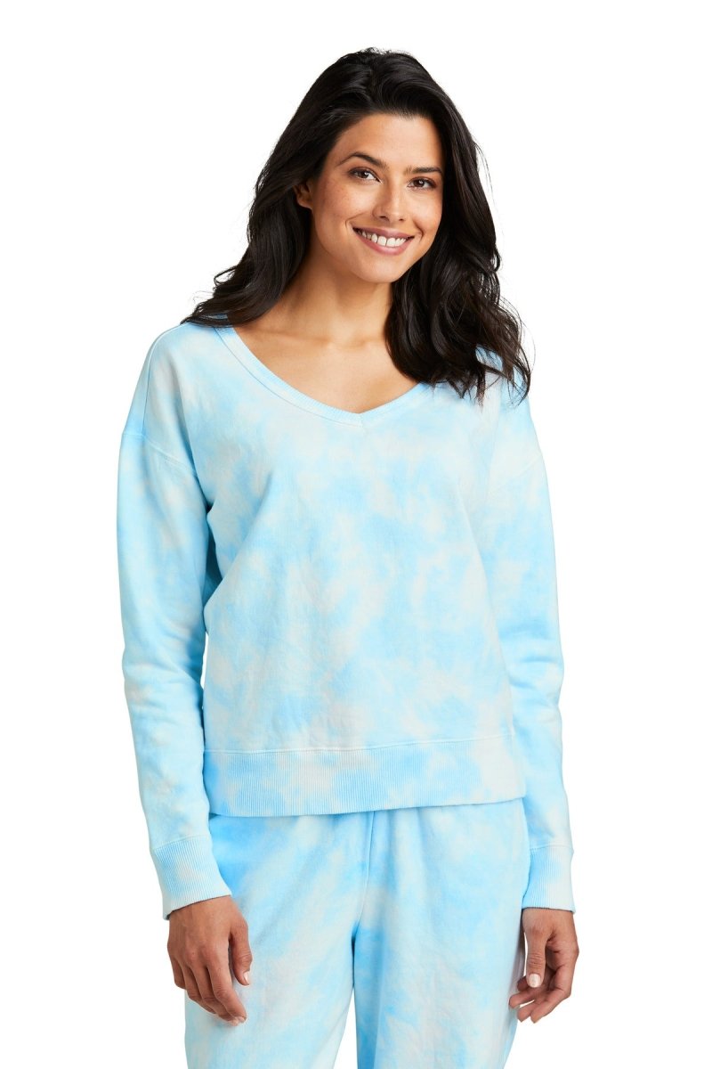 Port & Company® Ladies Beach Wash® Cloud Tie-Dye V-Neck Sweatshirt LPC140V - uslegacypromotions