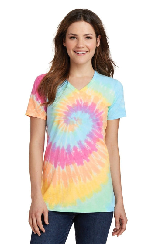 Port & Company® Ladies Tie-Dye V-Neck Tee. LPC147V - uslegacypromotions