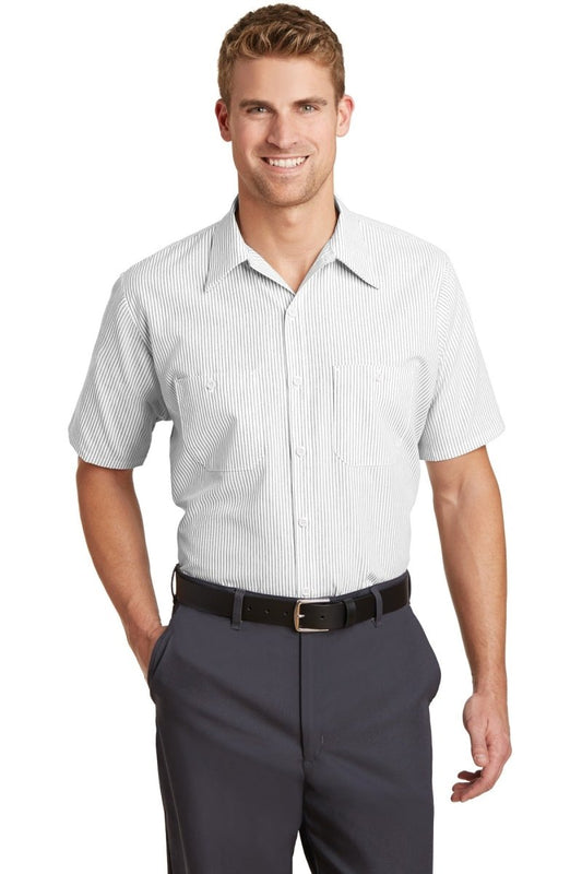 Red Kap® Long Size, Short Sleeve Striped Industrial Work Shirt. CS20LONG - uslegacypromotions