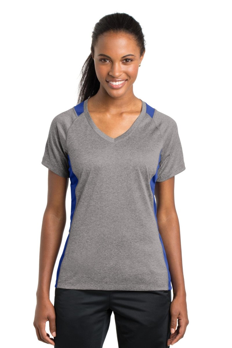 Sport-Tek® Ladies Heather Colorblock Contender™ V-Neck Tee. LST361 - uslegacypromotions