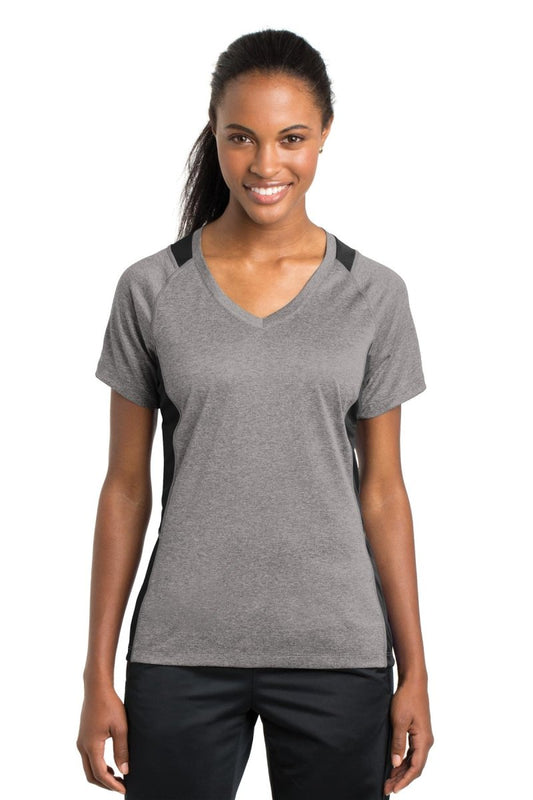 Sport-Tek® Ladies Heather Colorblock Contender™ V-Neck Tee. LST361 - uslegacypromotions