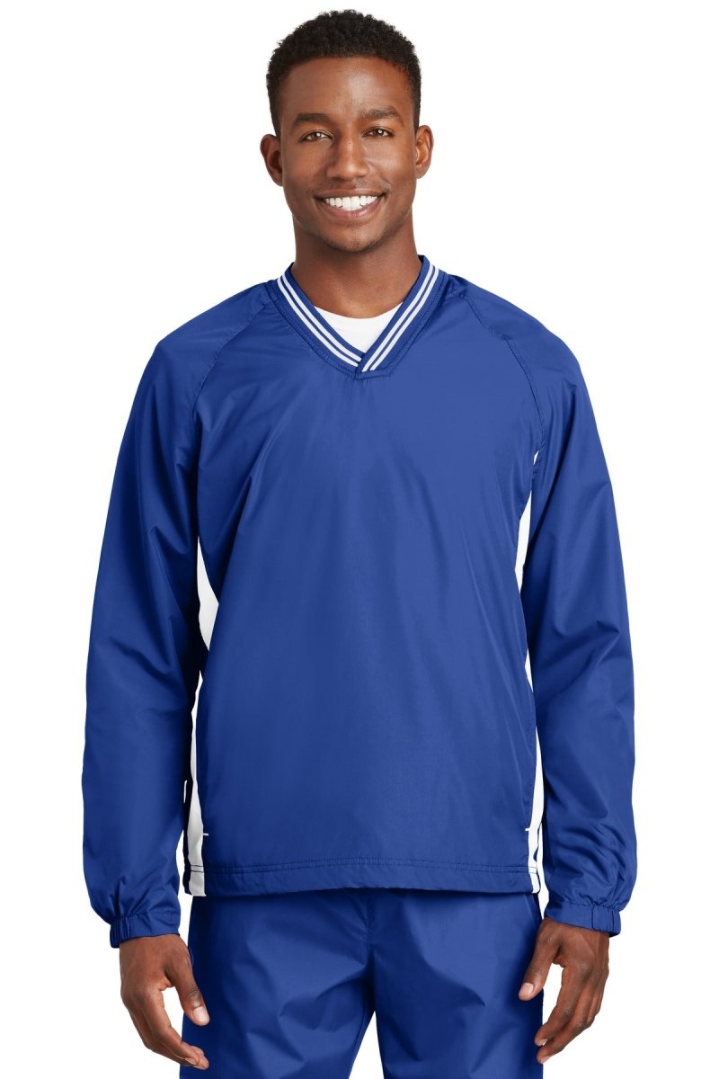 Sport-Tek® Tipped V-Neck Raglan Wind Shirt. JST62 - uslegacypromotions