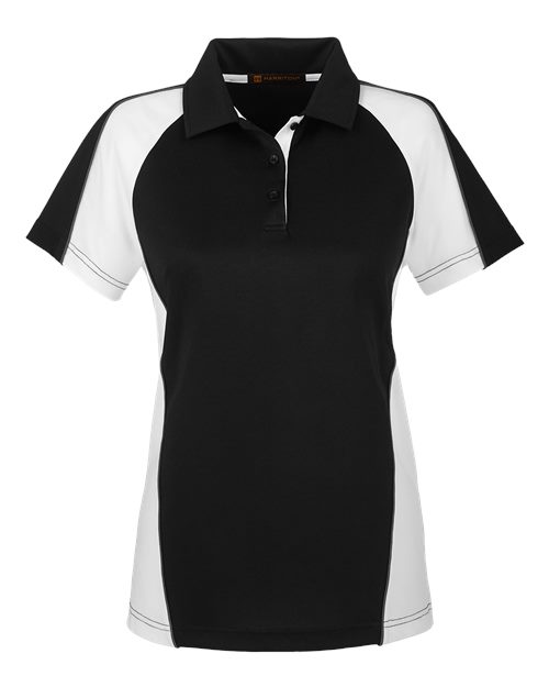 Harriton M385W - Black/ White/ Dark Charcoal
