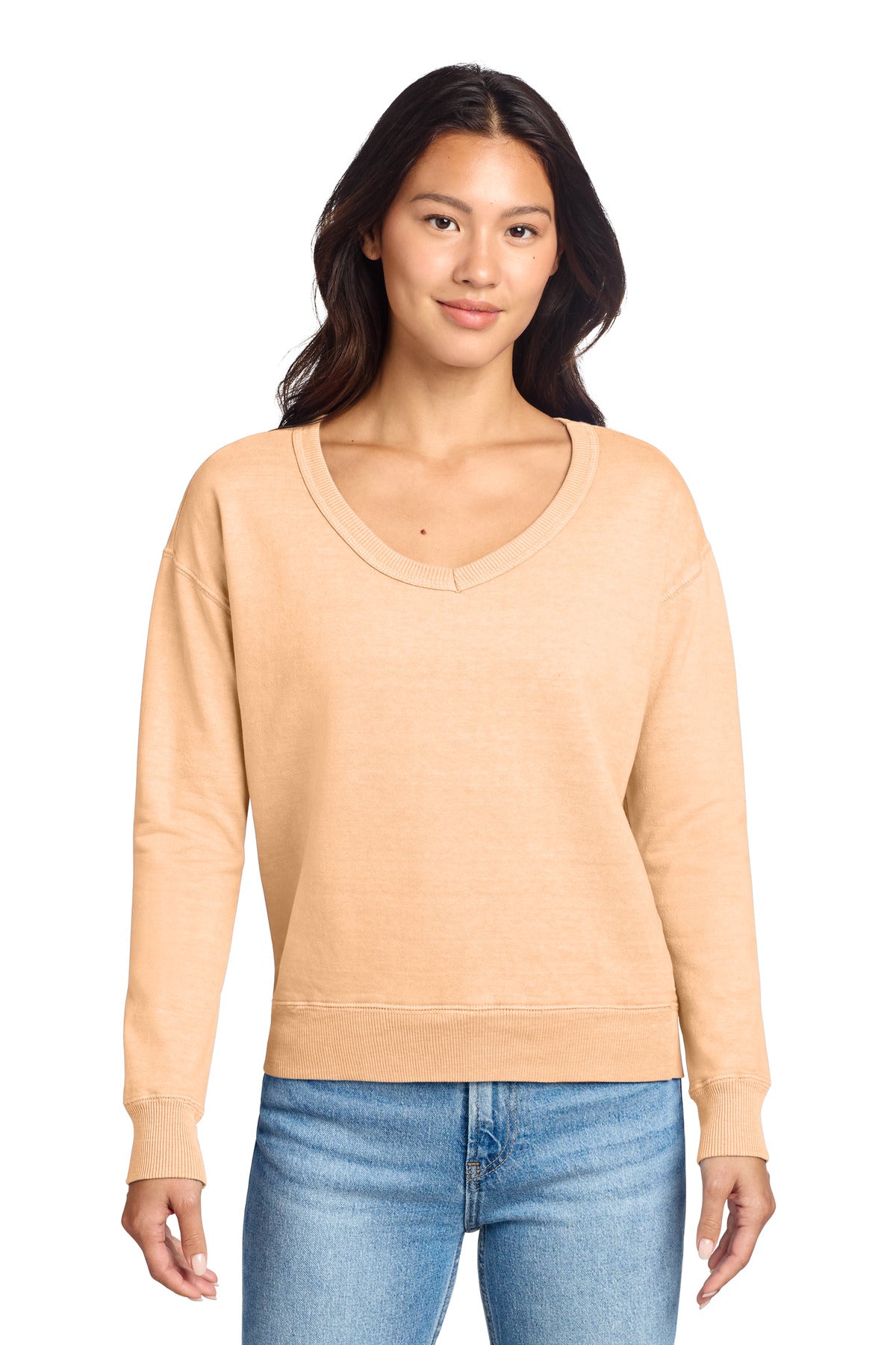 Port & Co Women's Beach Wash ® Garment-Dyed V-Neck Sweatshirt LPC098V