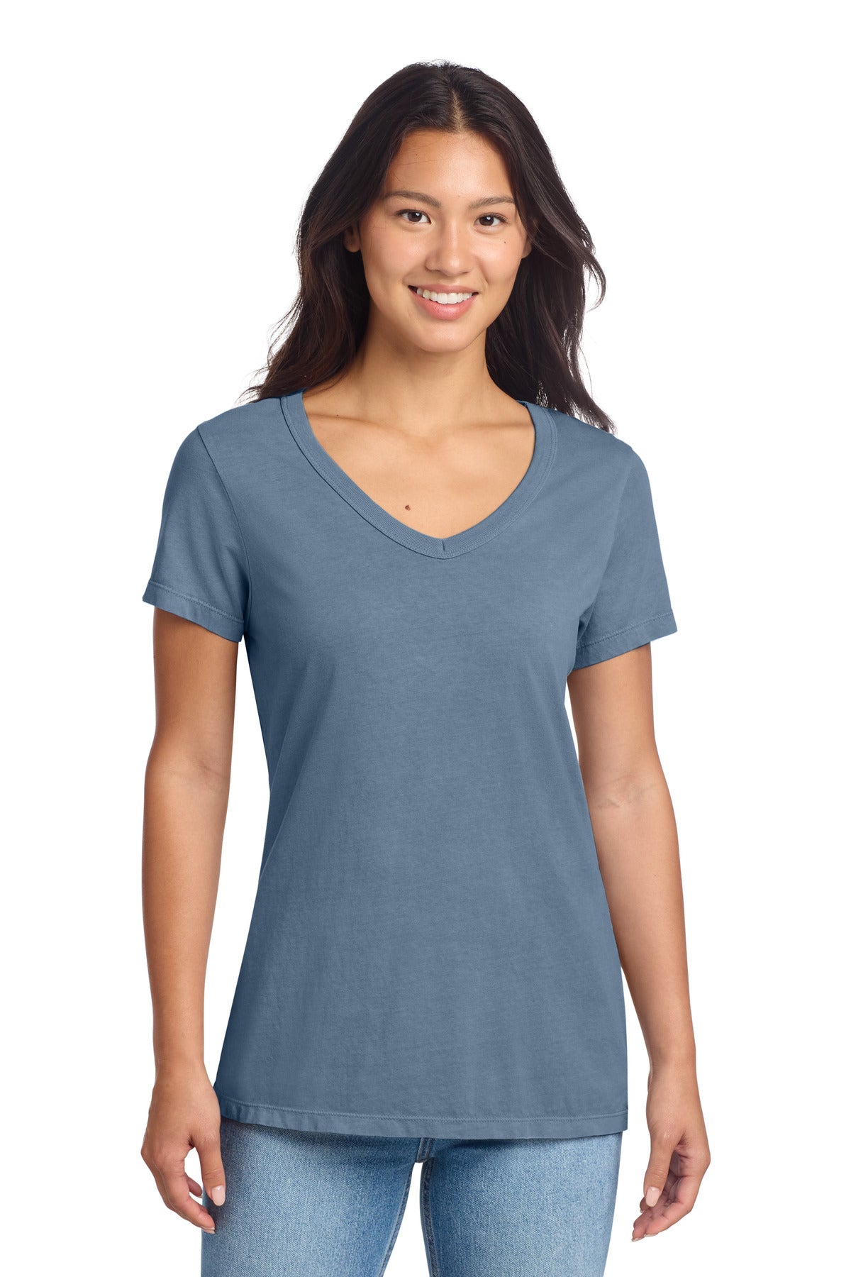 Port & Co Women's Beach Wash® Garment-Dyed V-Neck Tee LPC099V