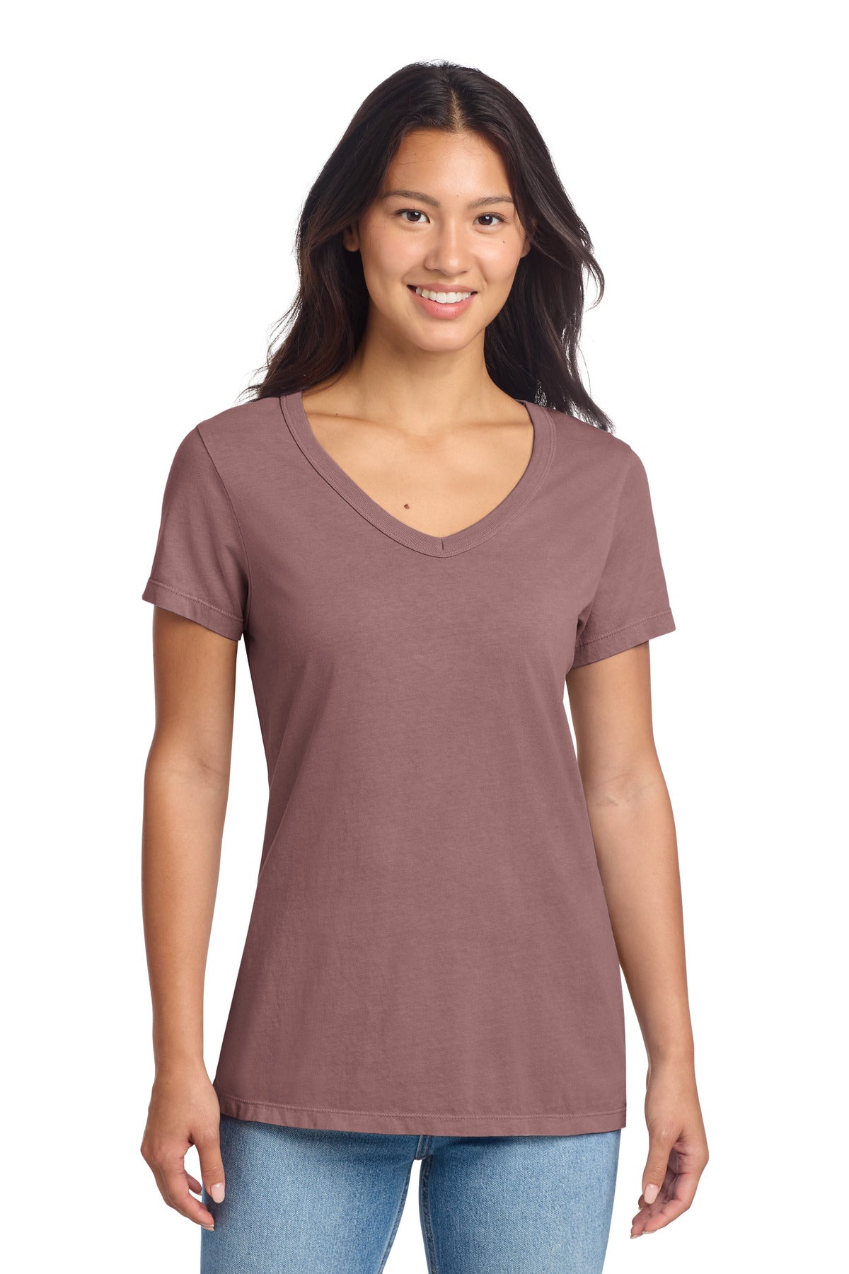 Port & Co Women's Beach Wash® Garment-Dyed V-Neck Tee LPC099V