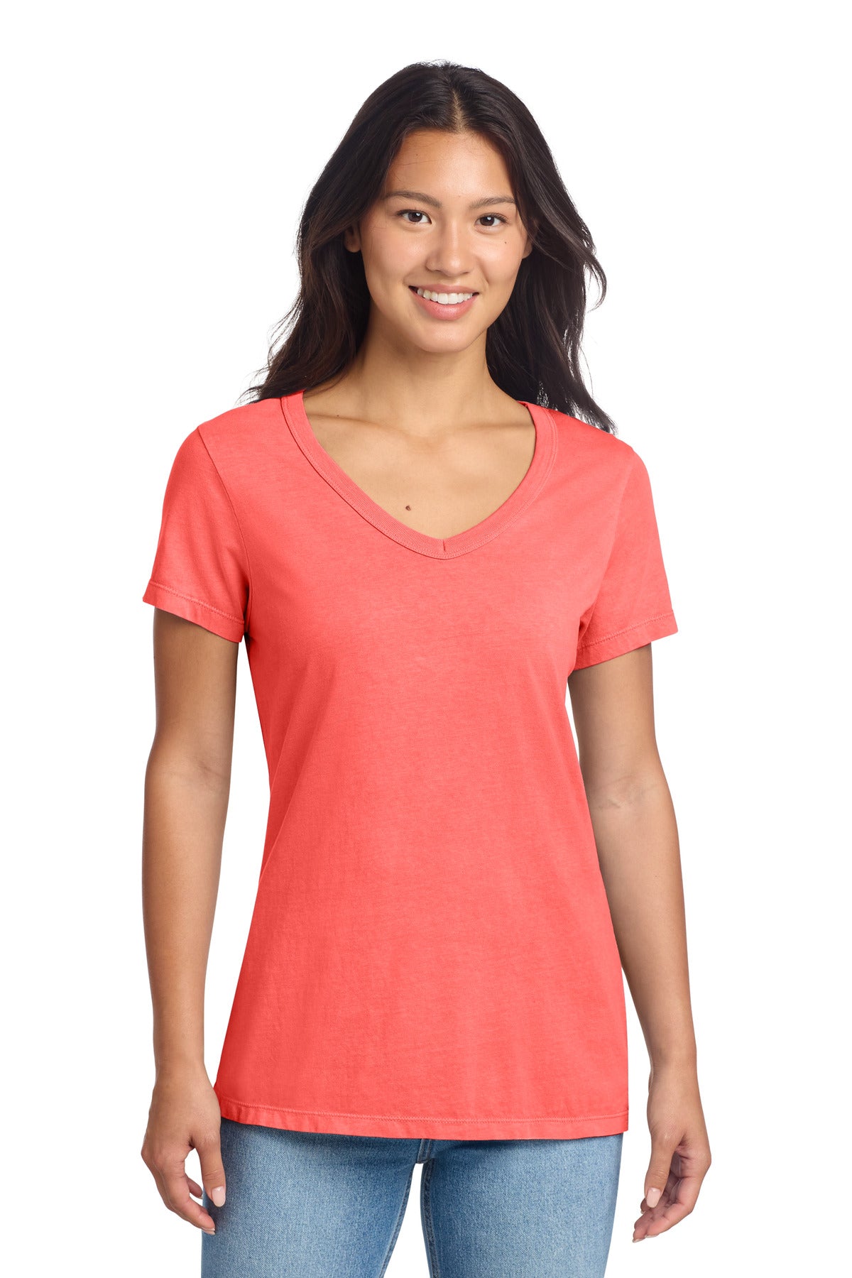 Port & Co Women's Beach Wash® Garment-Dyed V-Neck Tee LPC099V