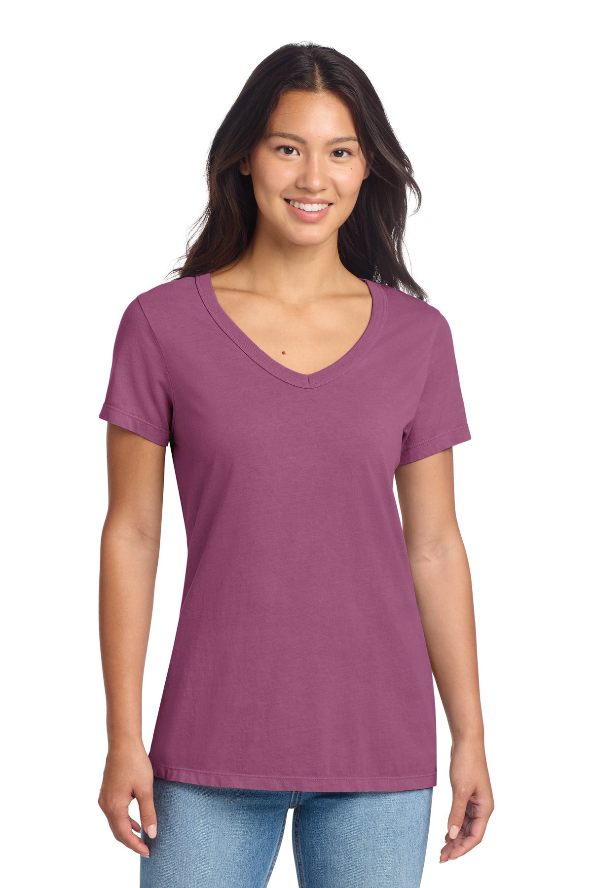Port & Co Women's Beach Wash® Garment-Dyed V-Neck Tee LPC099V