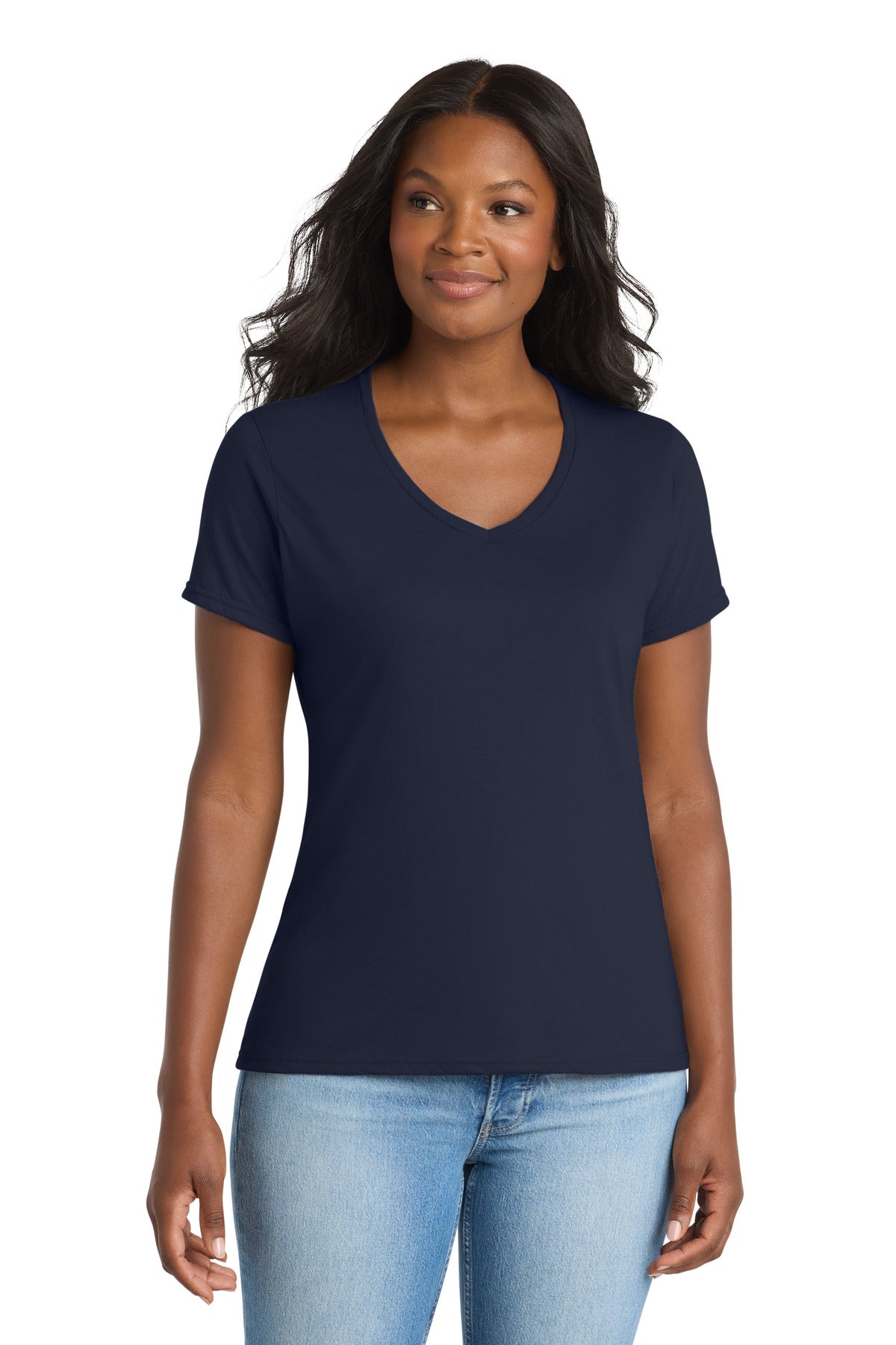 Port & Co Women's Performance Blend V-Neck Tee. LPC381V
