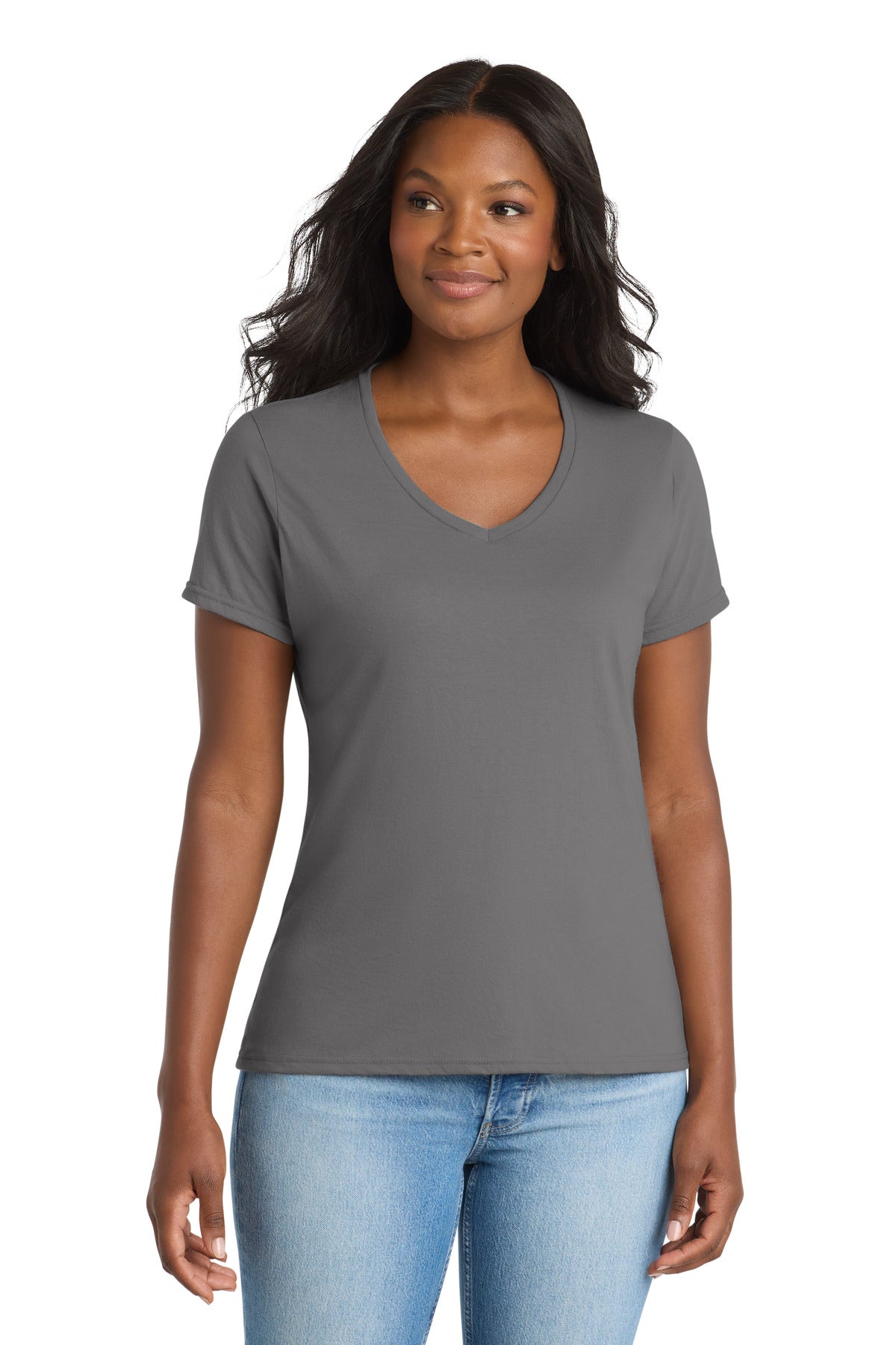 Port & Co Women's Performance Blend V-Neck Tee. LPC381V