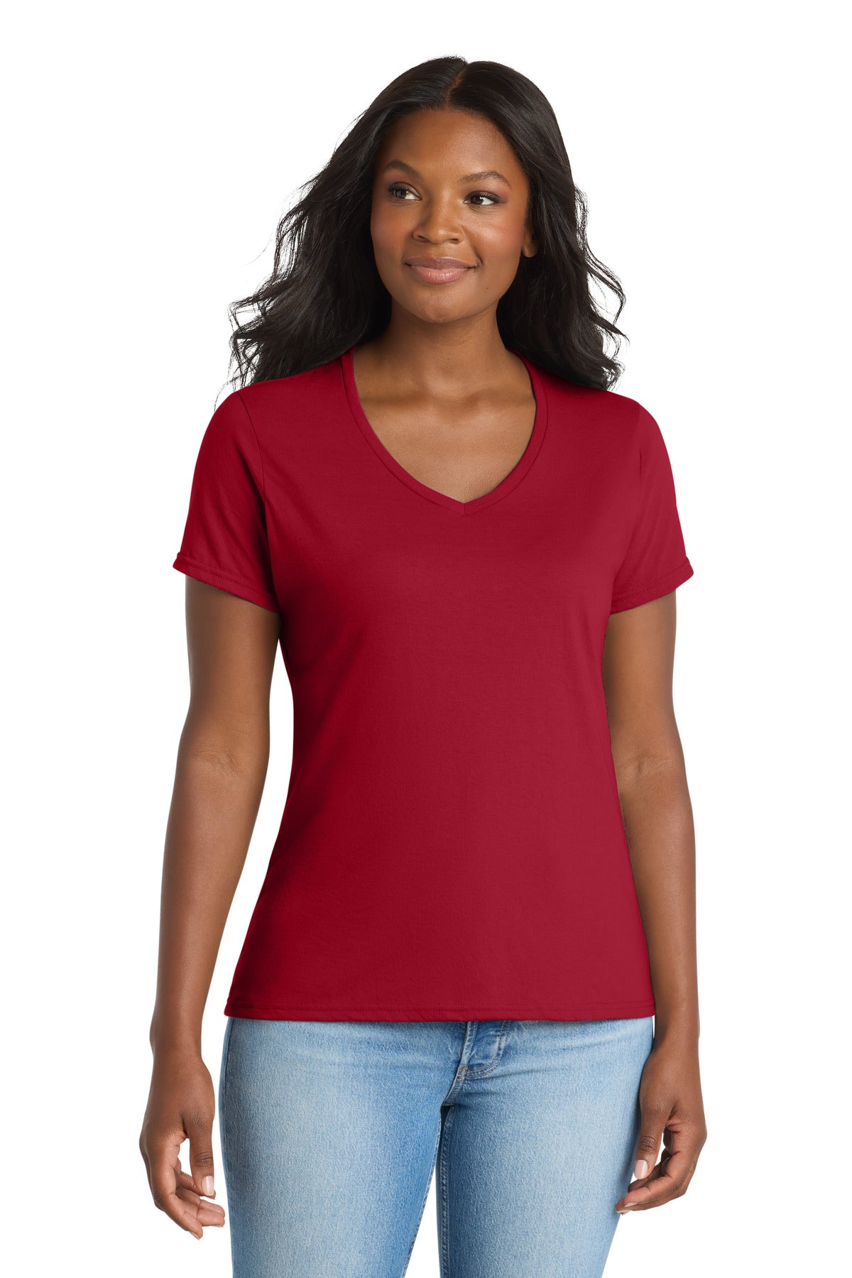 Port & Co Women's Performance Blend V-Neck Tee. LPC381V