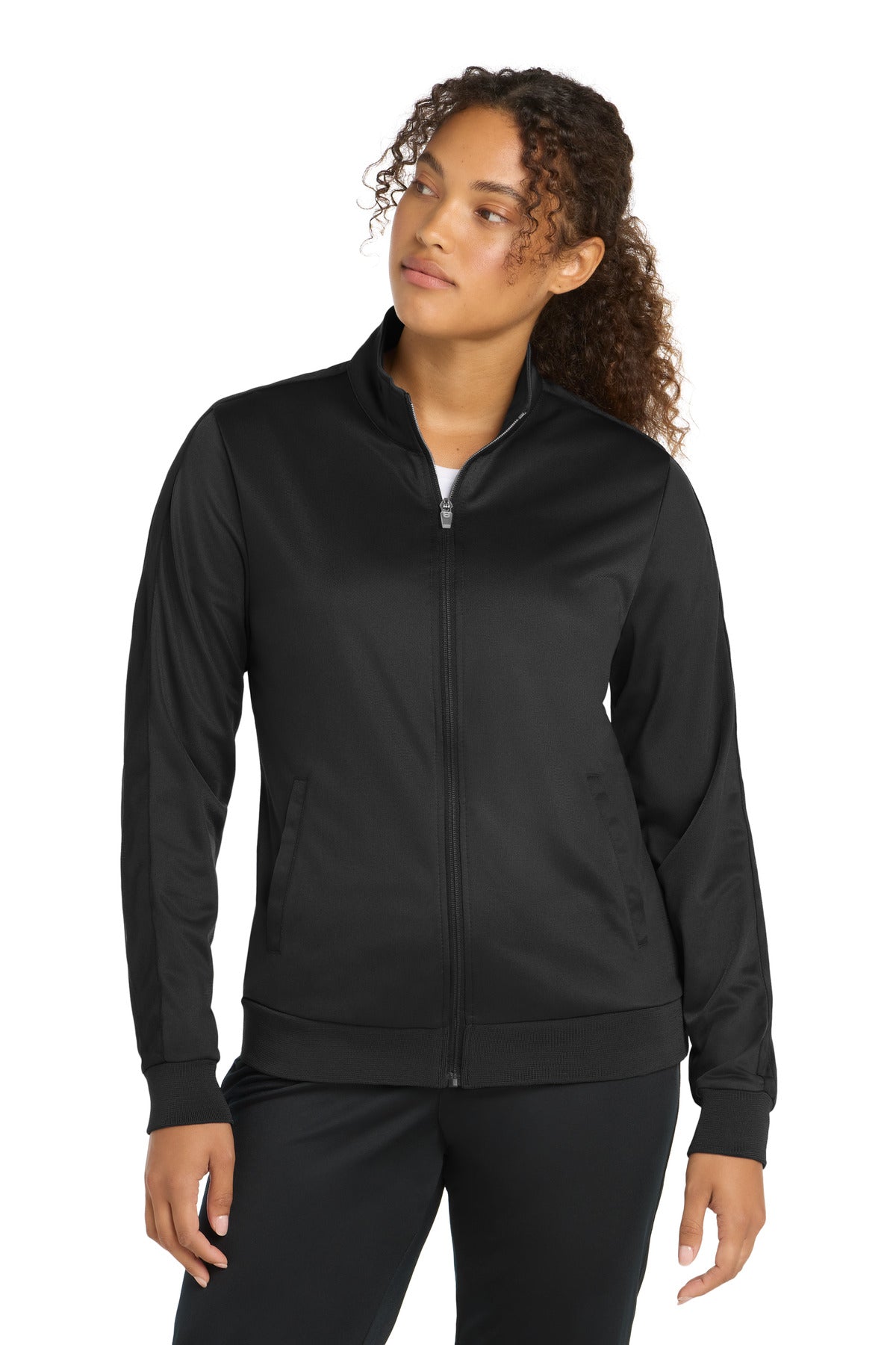 Sport-Tek ® Ladies Tricot Sleeve Stripe Track Jacket. LST94