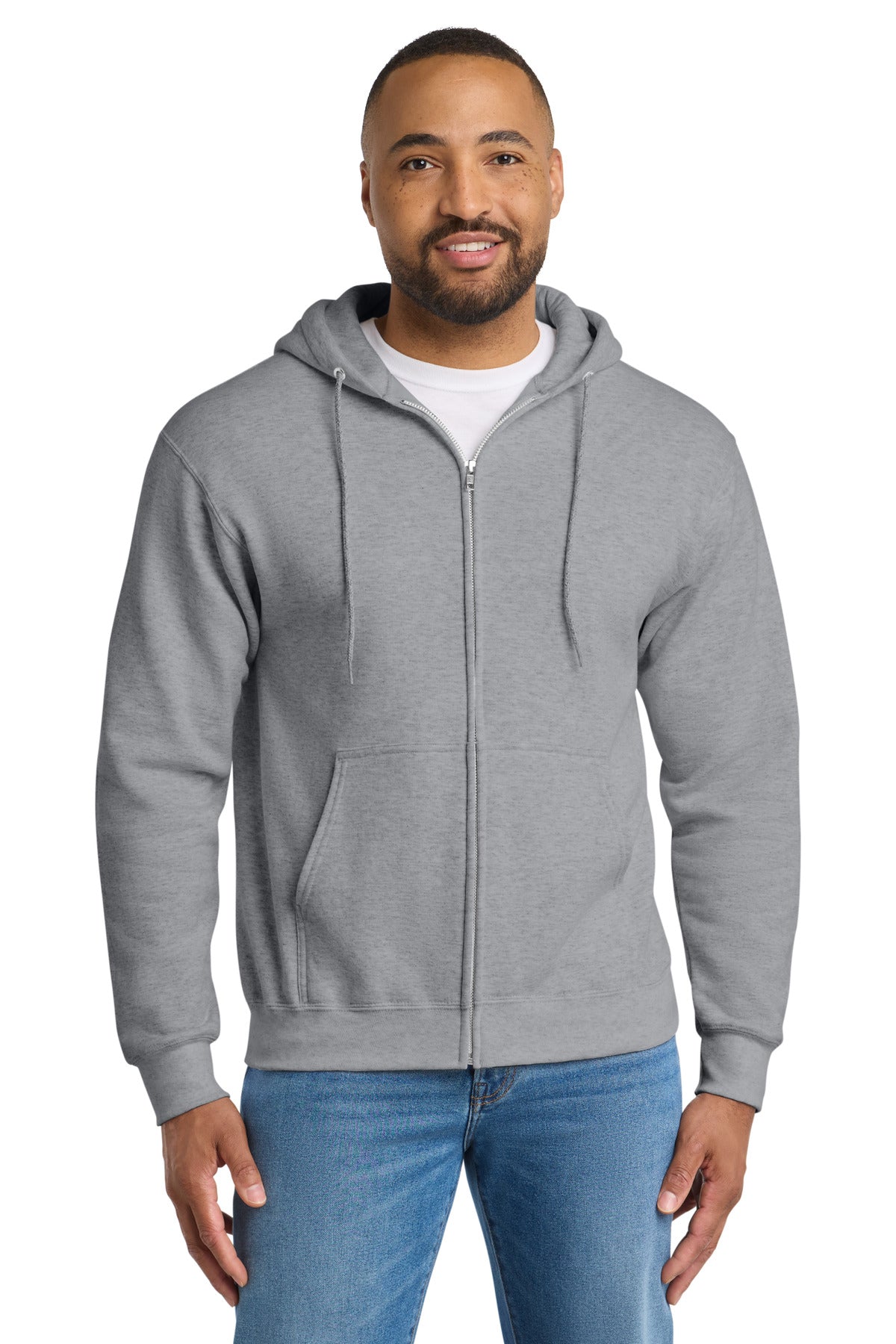 Port & Co™ Essential Fleece Full-Zip Hooded Sweatshirt.  PC90ZH