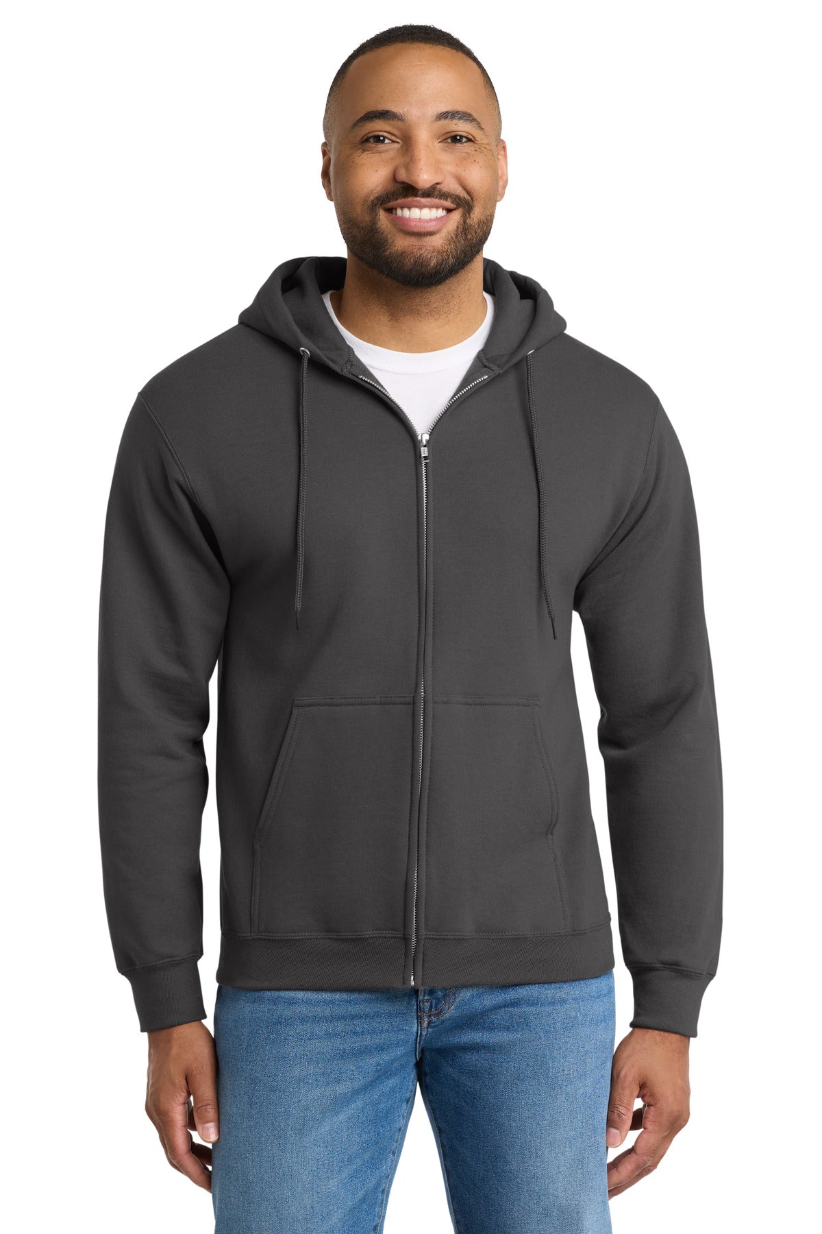 Port & Co™ Essential Fleece Full-Zip Hooded Sweatshirt.  PC90ZH