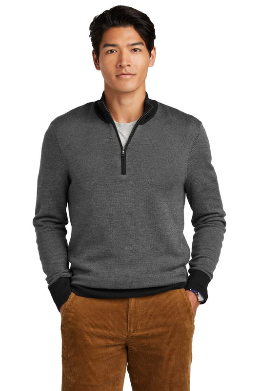 Brooks BrothersÂ® Washable Merino Birdseye 1/4-Zip Sweater BB18412 - uslegacypromotions