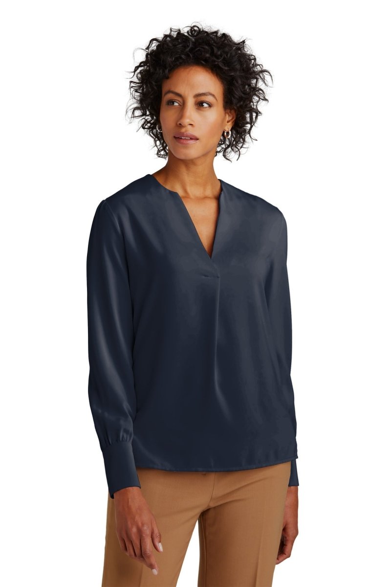 Brooks BrothersÂ® Women's Open-Neck Satin Blouse BB18009 - uslegacypromotions