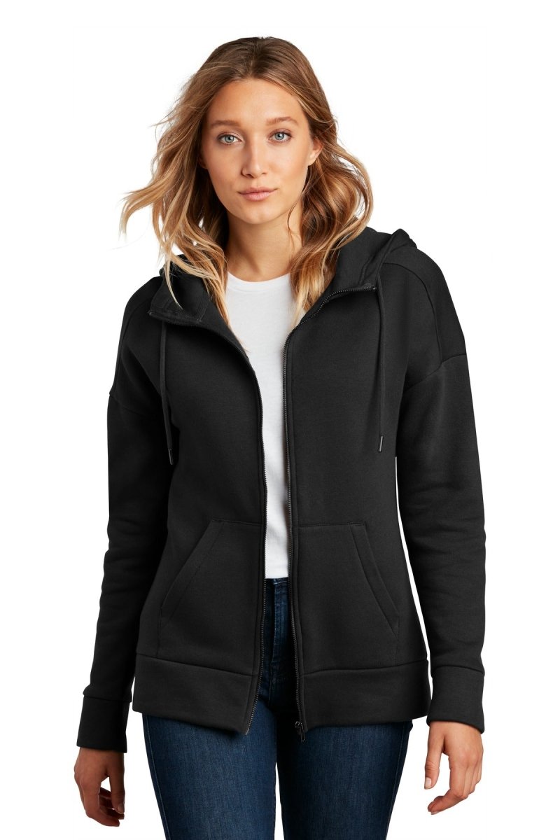 District Â® Women's Perfect Weight Â® Fleece Drop Shoulder Full-Zip Hoodie DT1104 - uslegacypromotions