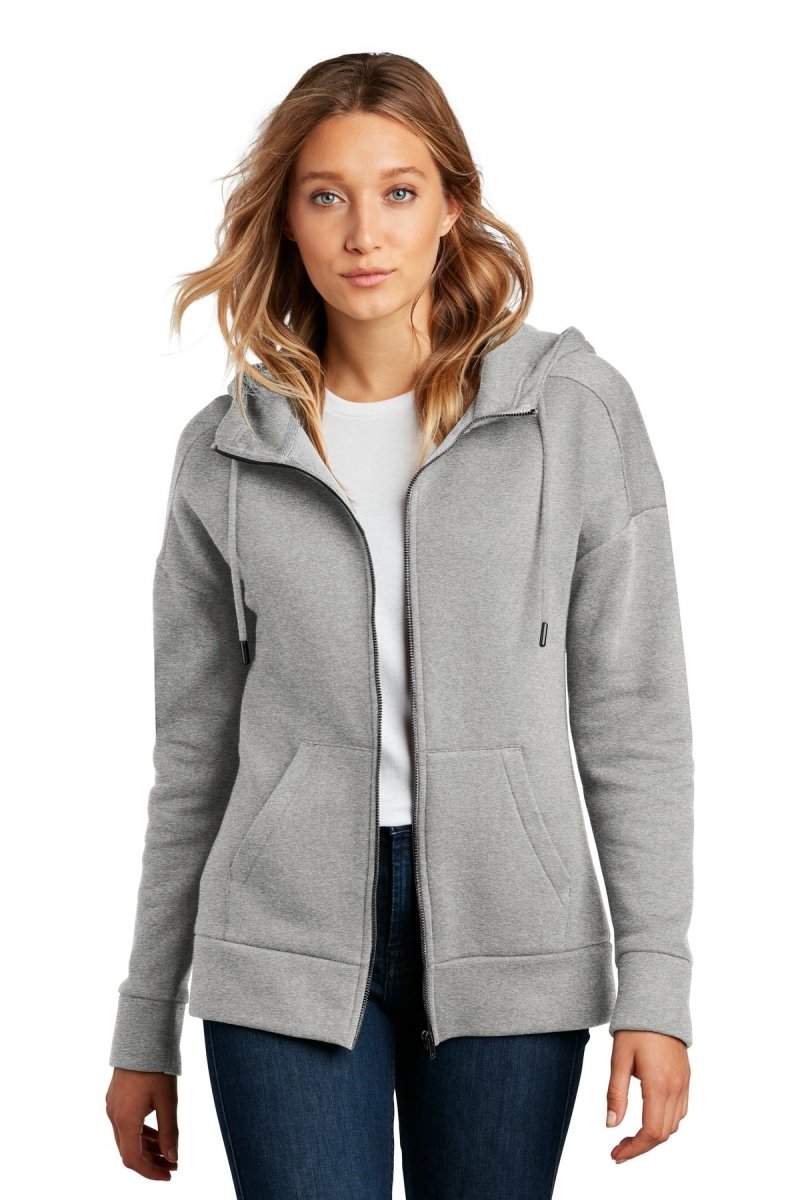 District Â® Women's Perfect Weight Â® Fleece Drop Shoulder Full-Zip Hoodie DT1104 - uslegacypromotions