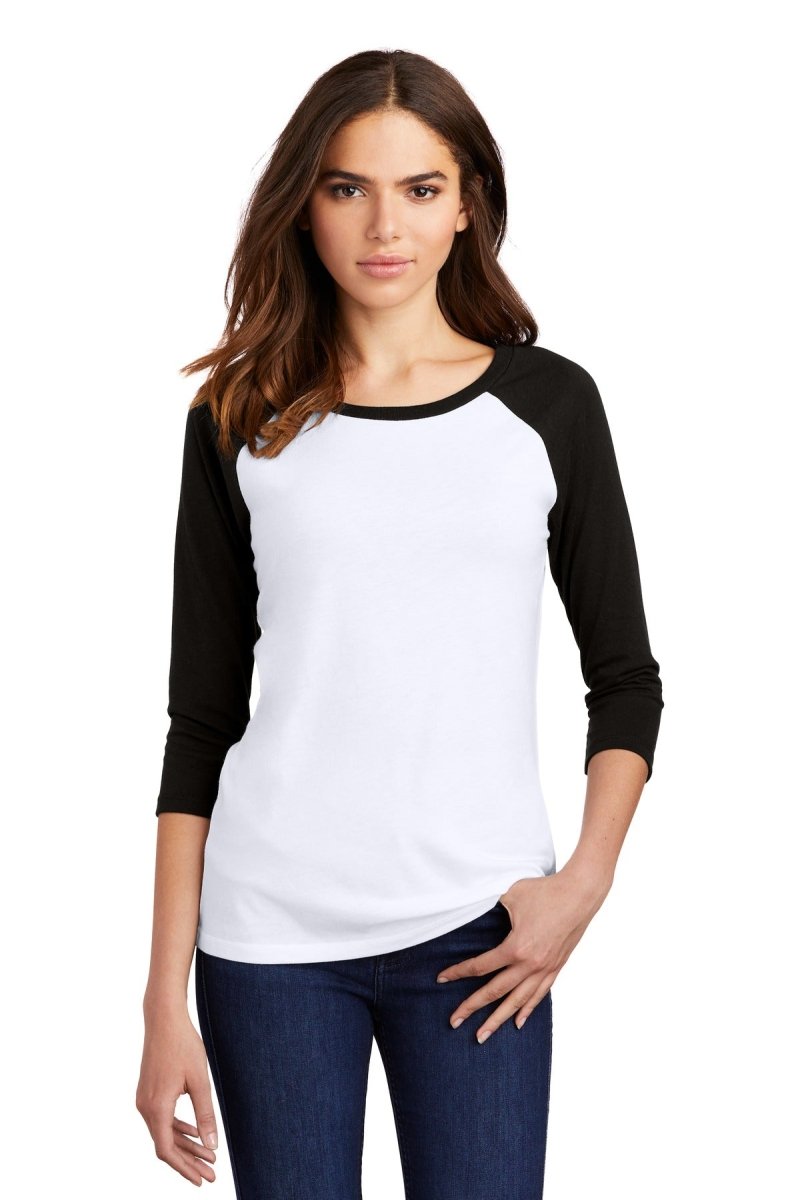 DistrictÂ® Women's Perfect TriÂ® 3/4-Sleeve Raglan. DM136L - uslegacypromotions