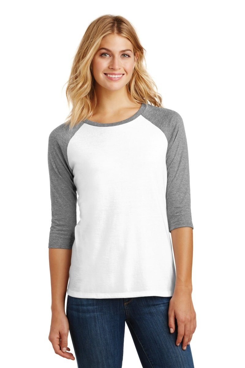 DistrictÂ® Women's Perfect TriÂ® 3/4-Sleeve Raglan. DM136L - uslegacypromotions