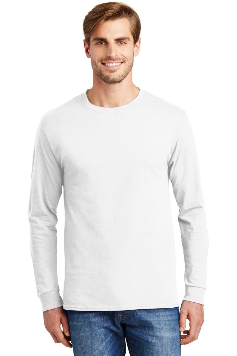 HanesÂ® - Authentic 100% Cotton Long Sleeve T-Shirt. 5586 - uslegacypromotions