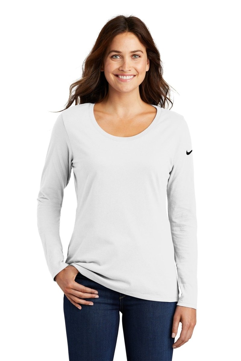 Nike Ladies Core Cotton Long Sleeve Scoop Neck Tee. NKBQ5235 - uslegacypromotions
