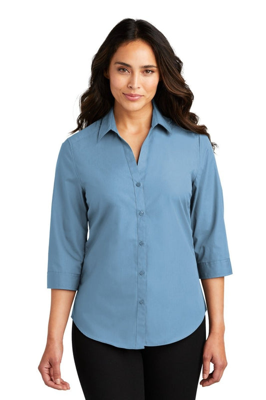 Port AuthorityÂ® Ladies 3/4-Sleeve Carefree Poplin Shirt. LW102 - uslegacypromotions
