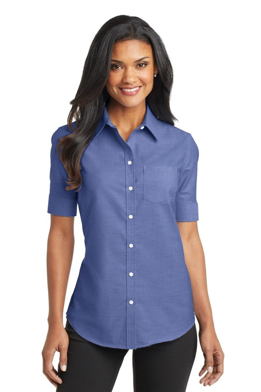 Port AuthorityÂ® Ladies Short Sleeve SuperProâ„¢ Oxford Shirt. L659 - uslegacypromotions