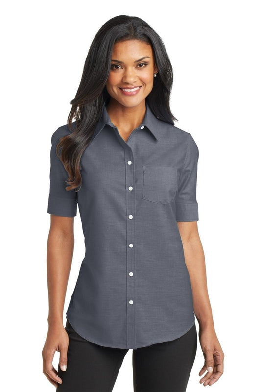 Port AuthorityÂ® Ladies Short Sleeve SuperProâ„¢ Oxford Shirt. L659 - uslegacypromotions