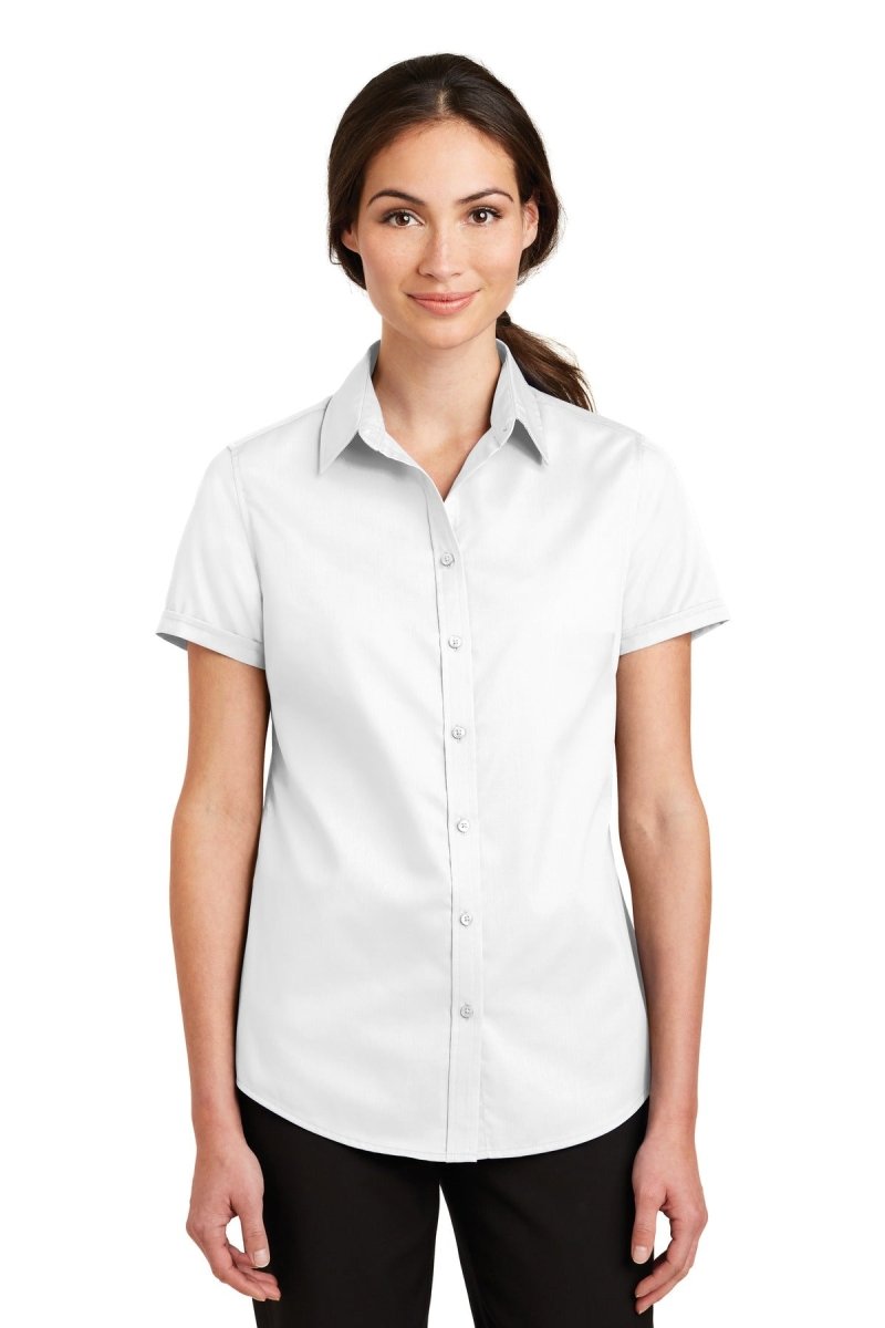 Port AuthorityÂ® Ladies Short Sleeve SuperProâ„¢ Twill Shirt. L664 - uslegacypromotions