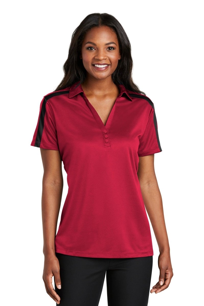 Port AuthorityÂ® Ladies Silk Touchâ„¢ Performance Colorblock Stripe Polo. L547 - uslegacypromotions