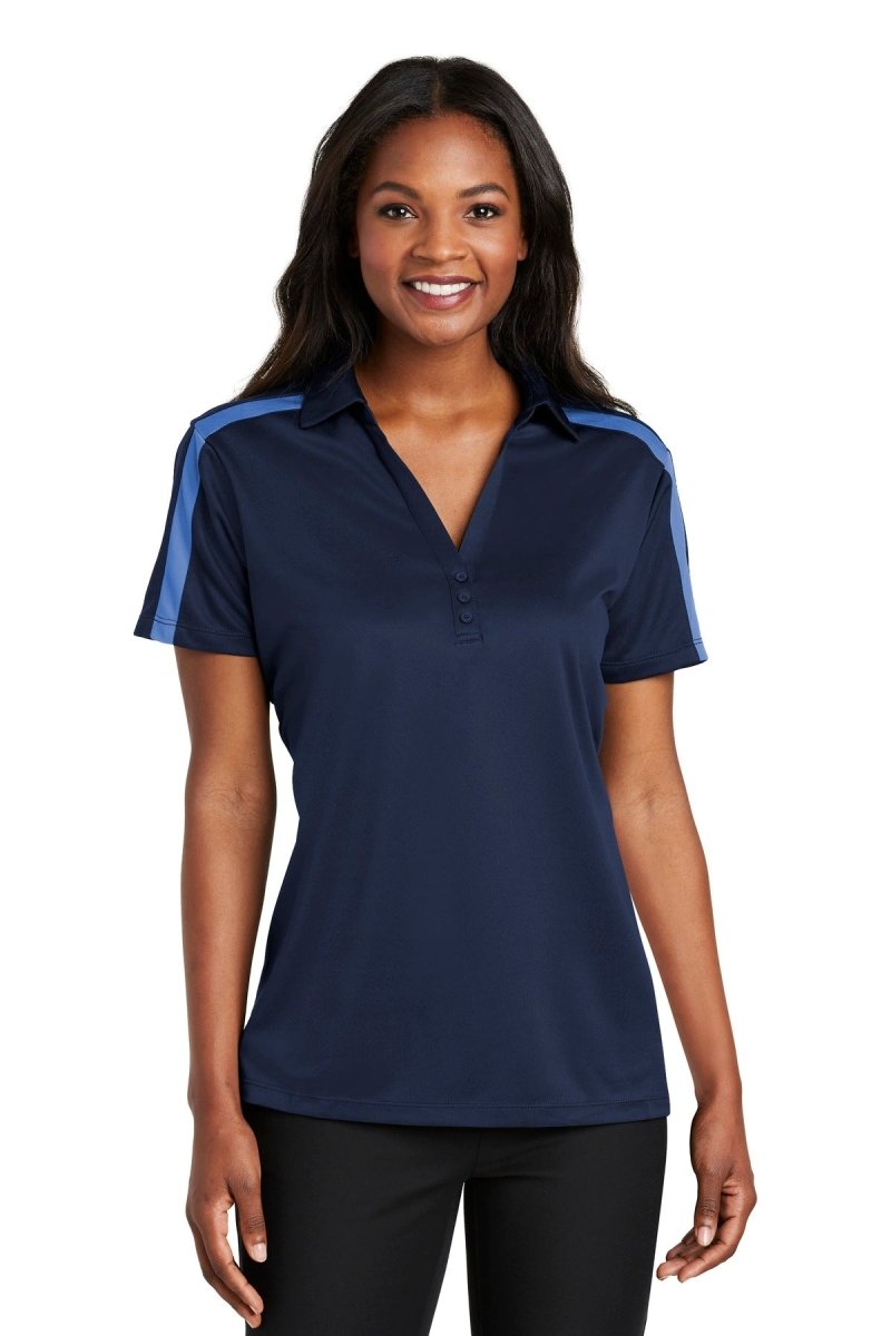 Port AuthorityÂ® Ladies Silk Touchâ„¢ Performance Colorblock Stripe Polo. L547 - uslegacypromotions