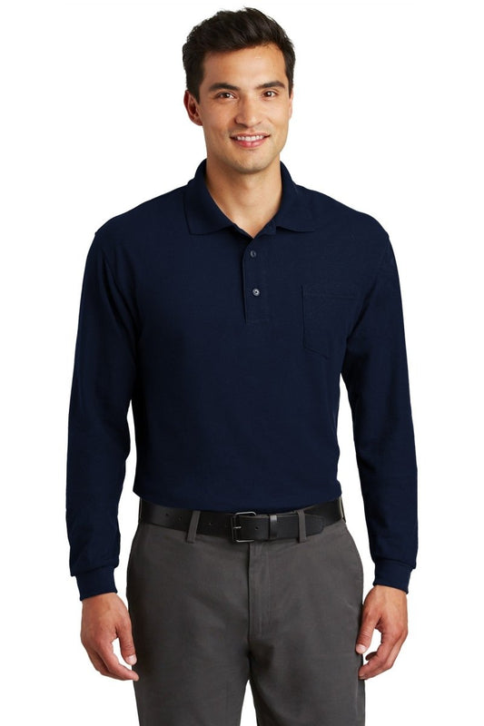 Port AuthorityÂ® Long Sleeve Silk Touchâ„¢ Polo with Pocket. K500LSP - uslegacypromotions