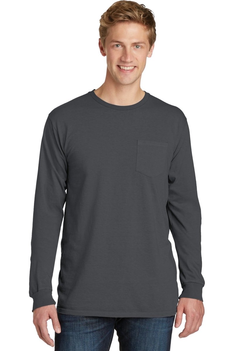 Port & CompanyÂ® Beach WashÂ® Garment-Dyed Long Sleeve Pocket Tee PC099LSP - uslegacypromotions