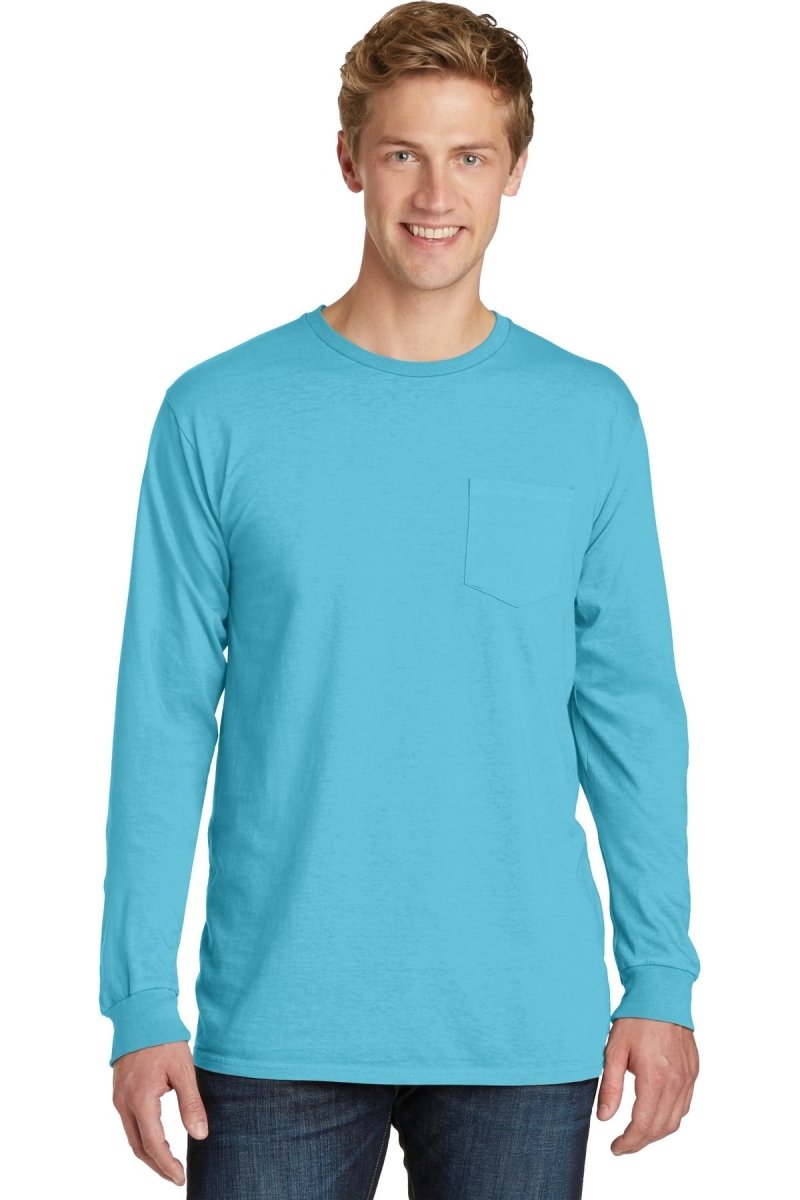 Port & CompanyÂ® Beach WashÂ® Garment-Dyed Long Sleeve Pocket Tee PC099LSP - uslegacypromotions