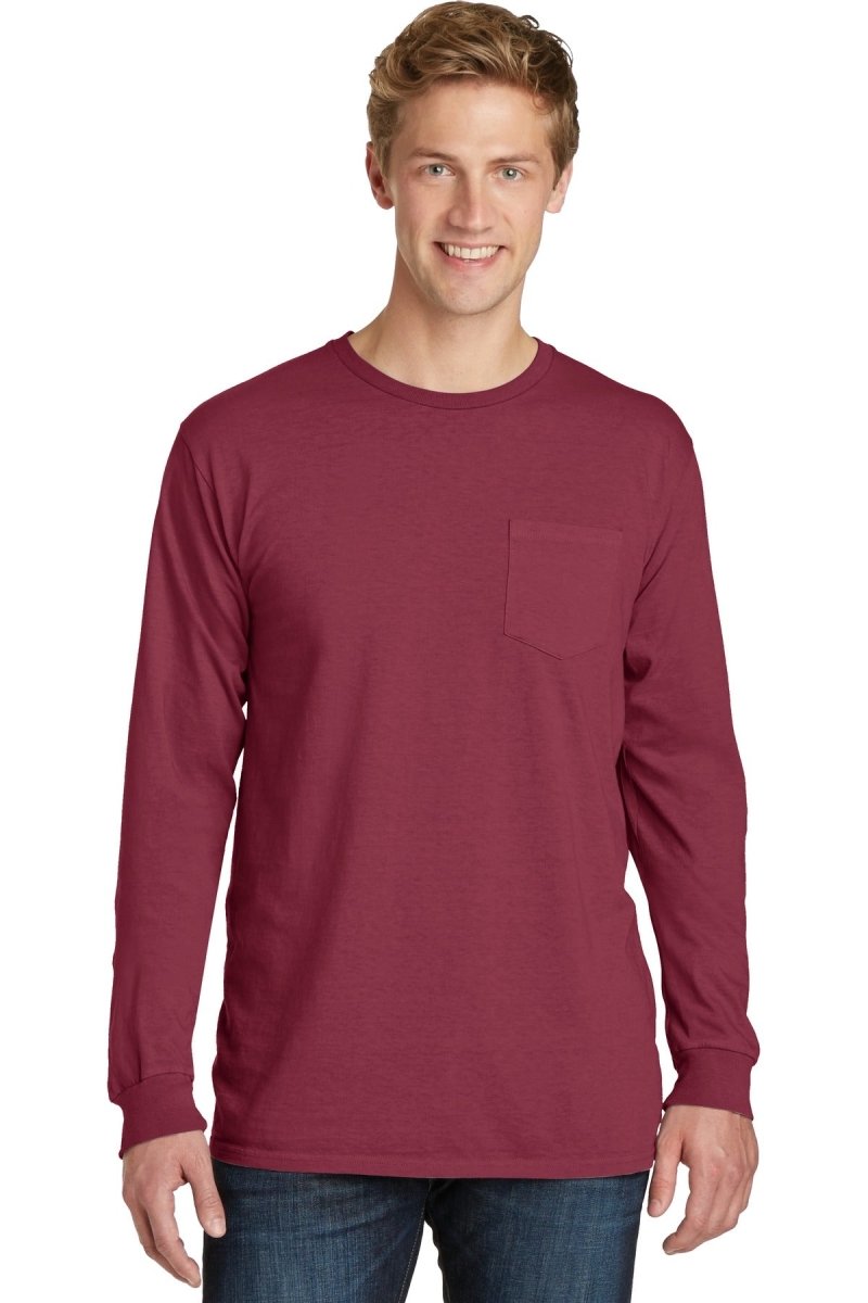 Port & CompanyÂ® Beach WashÂ® Garment-Dyed Long Sleeve Pocket Tee PC099LSP - uslegacypromotions