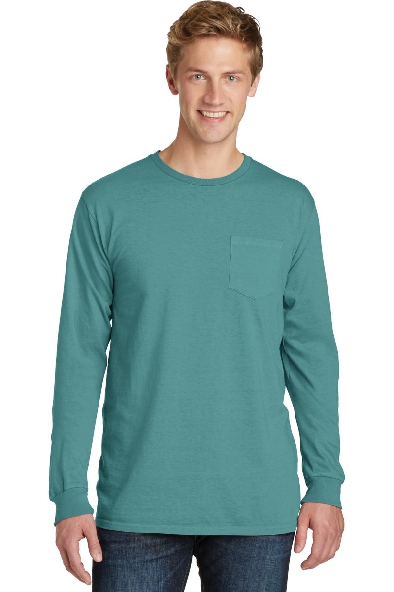 Port & CompanyÂ® Beach WashÂ® Garment-Dyed Long Sleeve Pocket Tee PC099LSP - uslegacypromotions