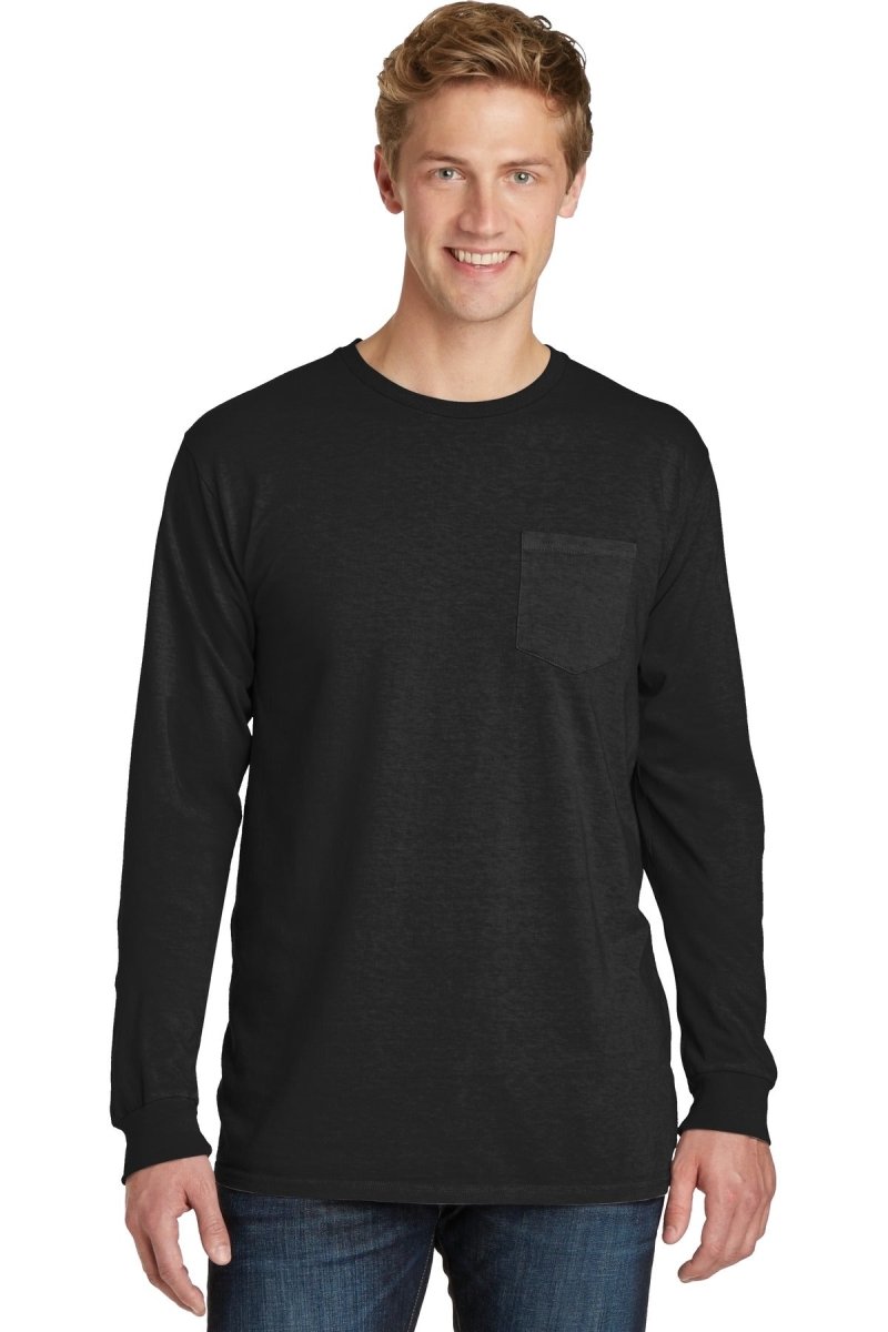 Port & CompanyÂ® Beach WashÂ® Garment-Dyed Long Sleeve Pocket Tee PC099LSP - uslegacypromotions