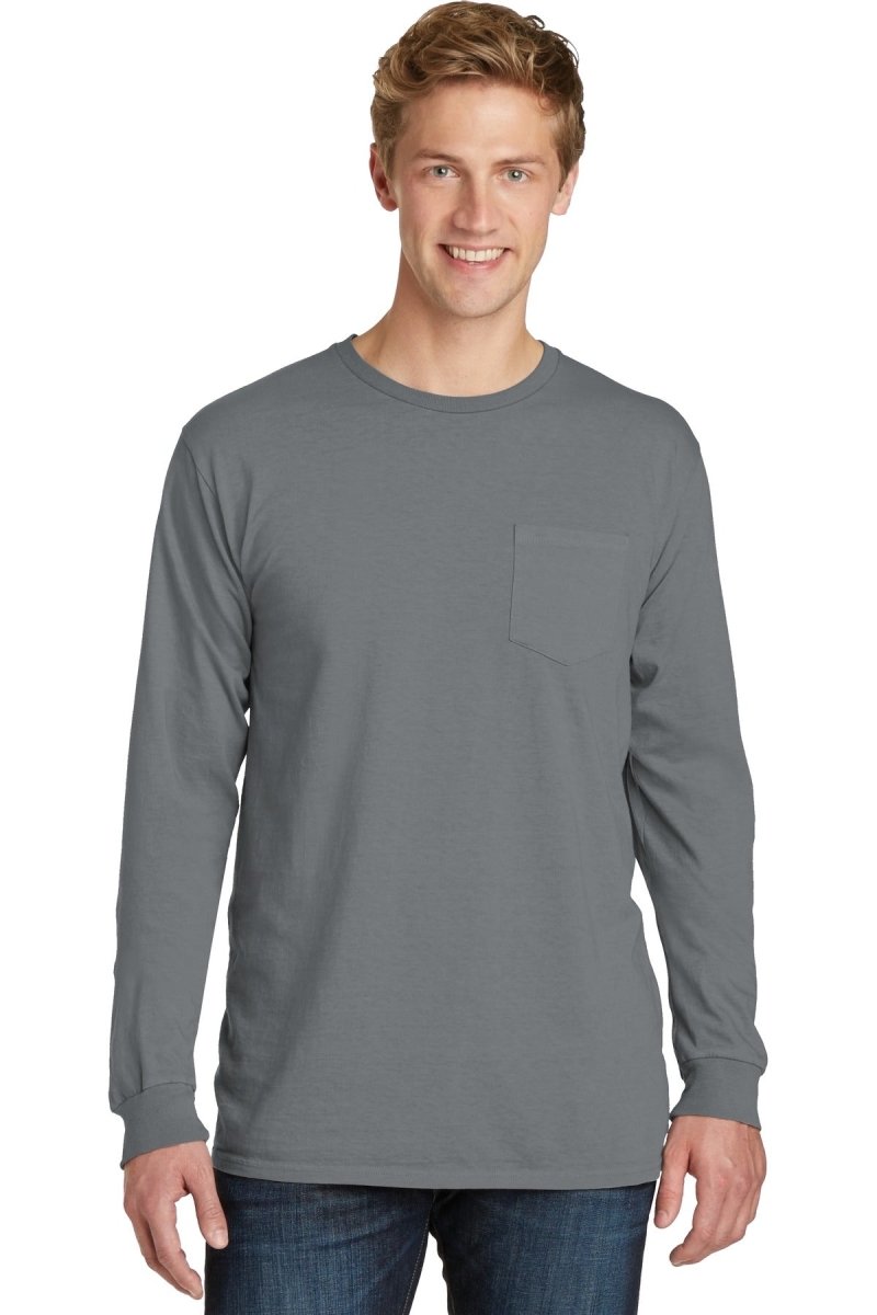 Port & CompanyÂ® Beach WashÂ® Garment-Dyed Long Sleeve Pocket Tee PC099LSP - uslegacypromotions