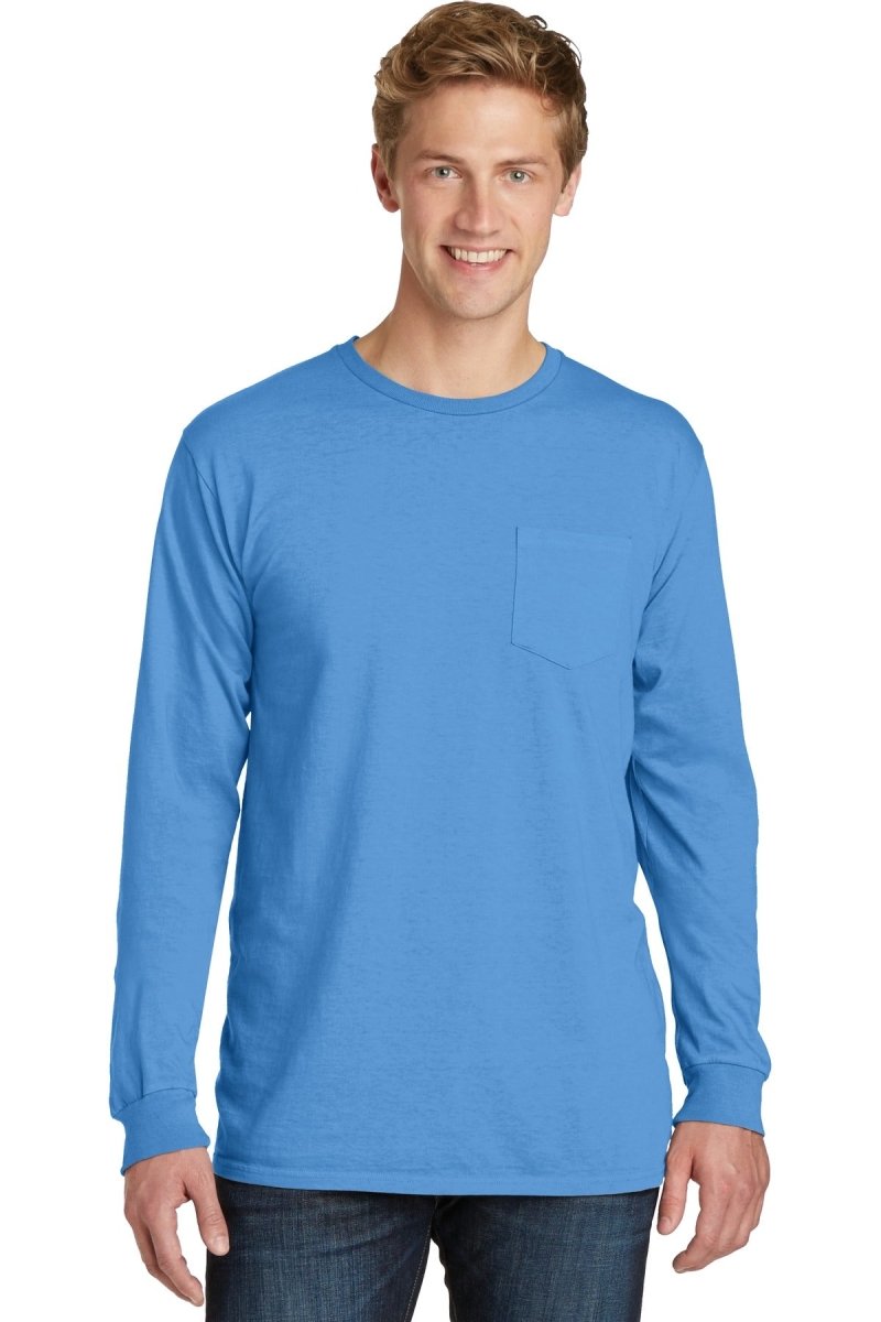 Port & CompanyÂ® Beach WashÂ® Garment-Dyed Long Sleeve Pocket Tee PC099LSP - uslegacypromotions