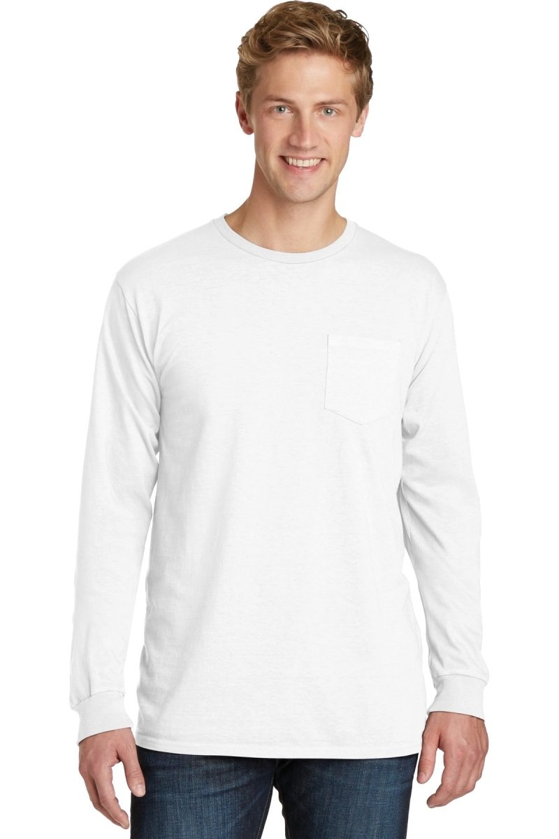 Port & CompanyÂ® Beach WashÂ® Garment-Dyed Long Sleeve Pocket Tee PC099LSP - uslegacypromotions